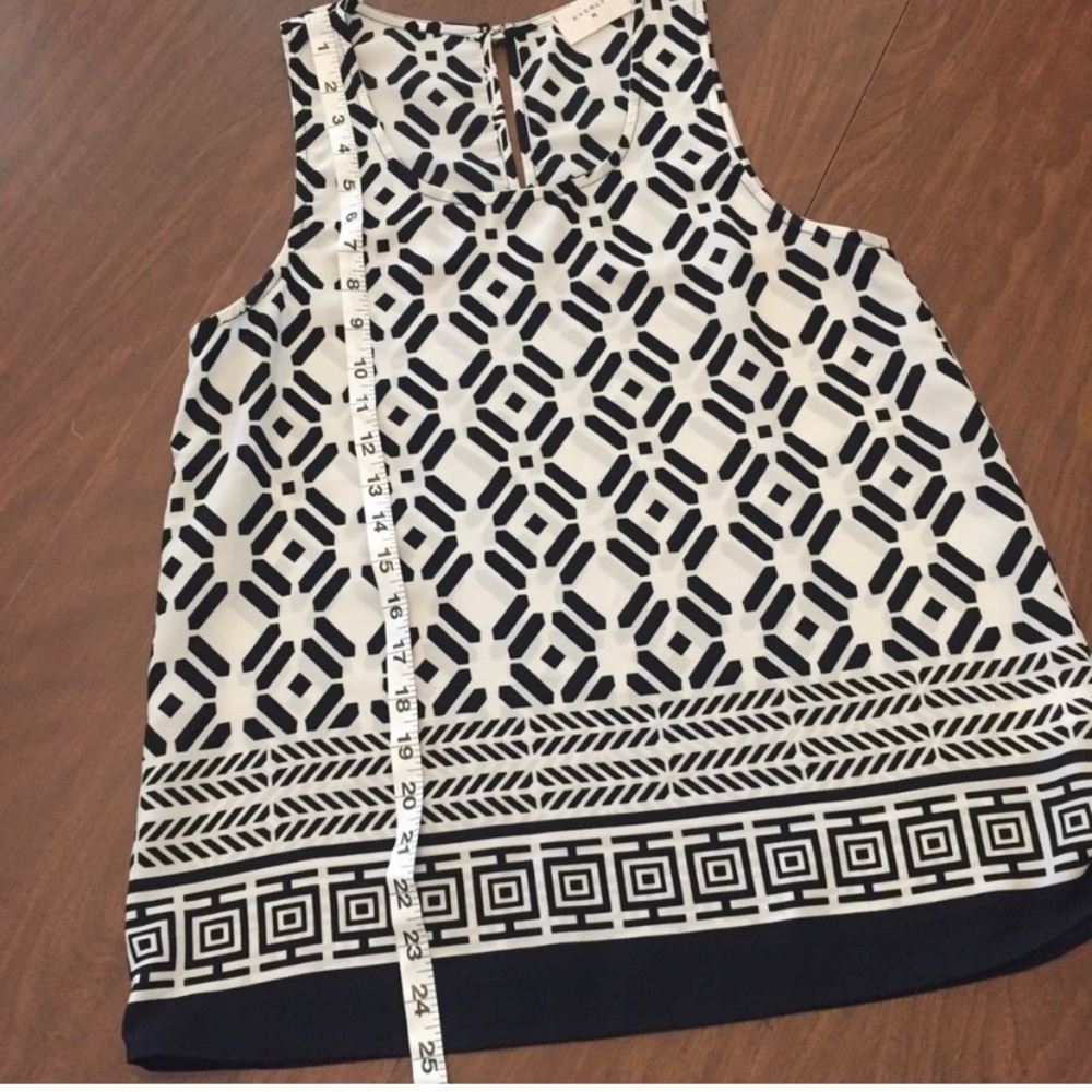 Anthropologie Everly Black and White Geometric Tank Top Blouse - Picture 7 of 7